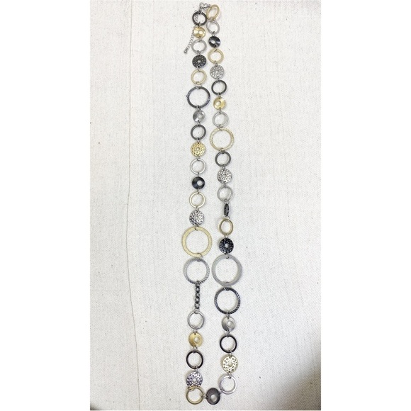 Lia Sophia Improv Mixed Metal Open Linked Circle Shaped Necklace - Picture 7 of 8